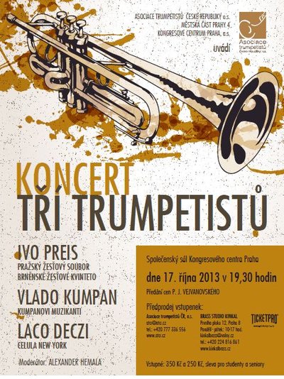 Koncert tří trumpetistů - plakát, foto Lukáš Daněk