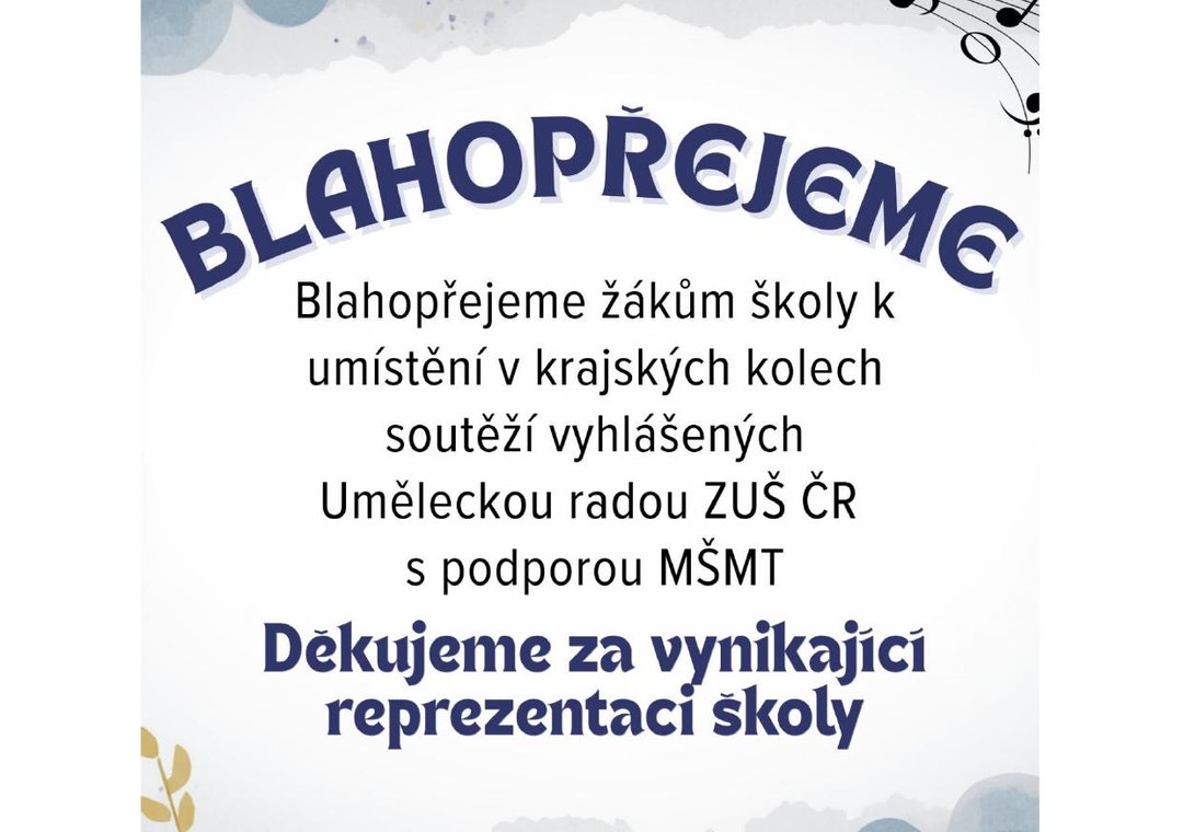 Blahopřejeme žákům k umístění v krajských kolech