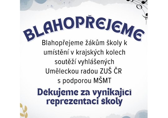Blahopřejeme žákům k umístění v krajských kolech