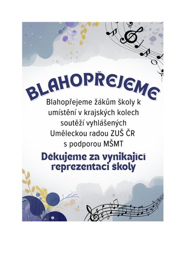 Blahopřání soutěže 1