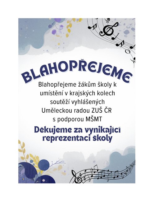 Blahopřání soutěže 1