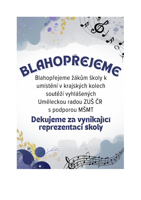 Blahopřání soutěže 1