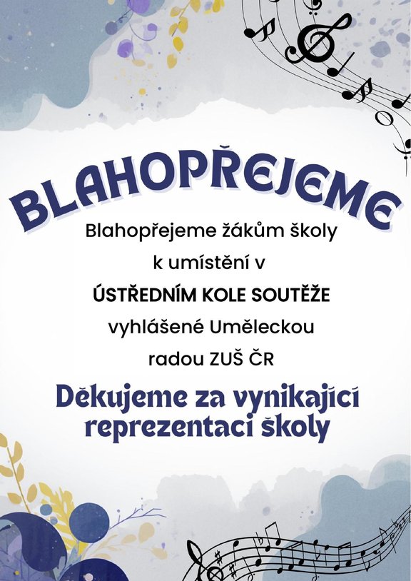 Blahopřejeme Ústřední kolo