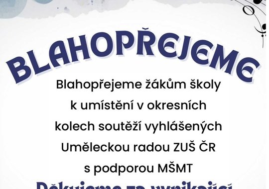 Blahopřejeme žákům k umístění v okresních kolech