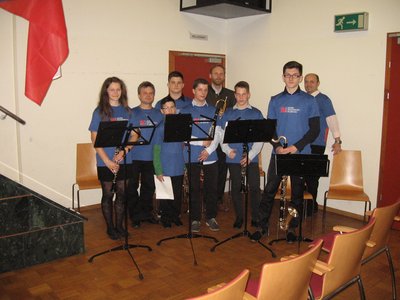 Klarinetové kvarteto ZUŠ Ořechov a dechový soubor Musikschule Hohenau, foto škola