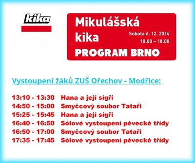 Mikulášská KIKA 2014 - program ZUŠ Ořechov-Modřice